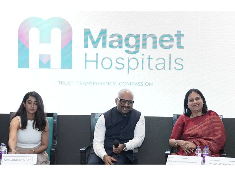 Magnet Hospitals launch event, with the Trust, Transparency, Compassion backdrop